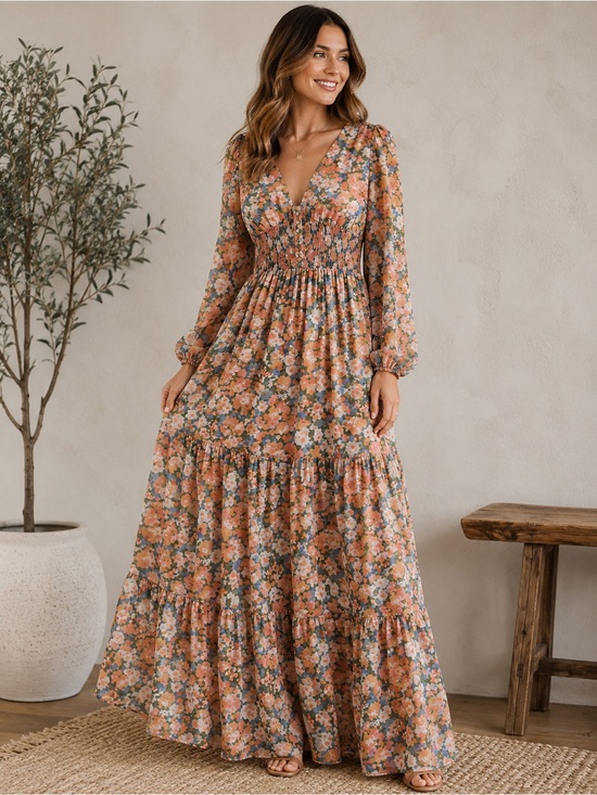Patrons of Peace Dresses & Skirts - Patrons of Peace Floral Smocked Maxi Dress Boho Cottagecore Medium